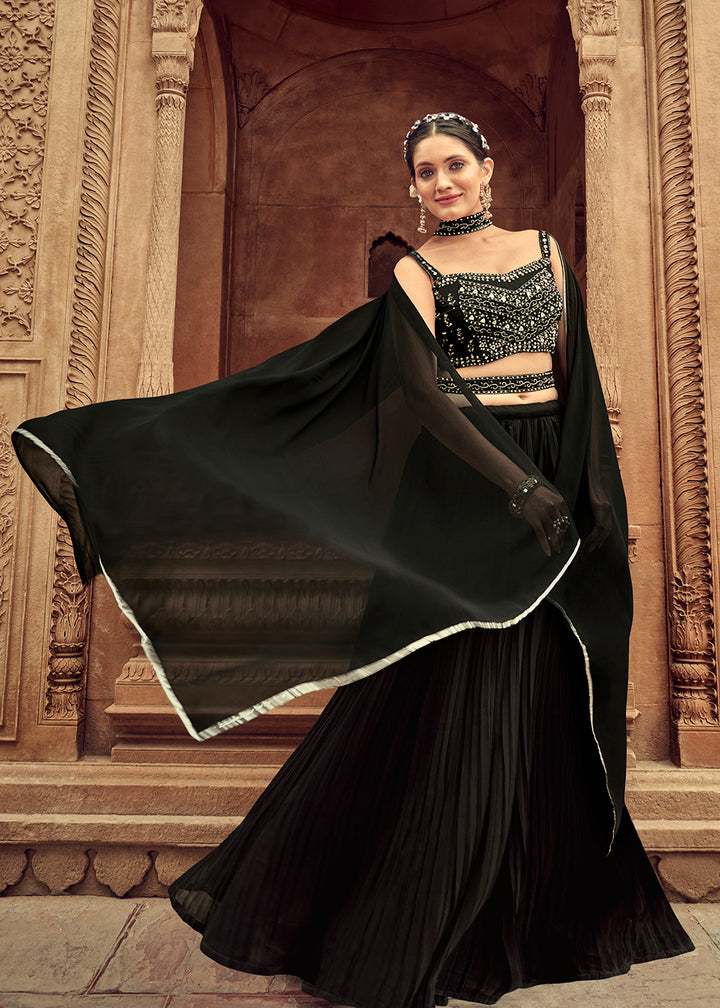 Buy Now Enticing Black Georgette Function Style Lehenga Choli Online in USA, UK, Canada & Worldwide at Empress Clothing. 