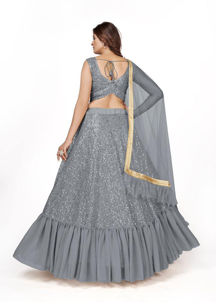 Buy Now Grey Multi Sequins Embroidered Party Wear Lehenga Choli Online in USA, UK, Canada & Worldwide at Empress Clothing.