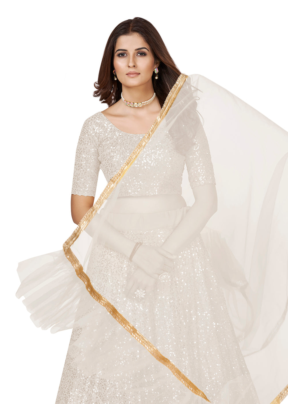 Buy Now White Multi Sequins Embroidered Party Wear Lehenga Choli Online in USA, UK, Canada & Worldwide at Empress Clothing. 