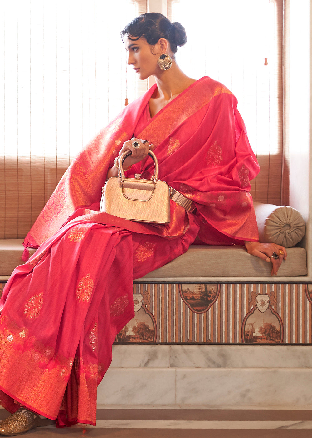 Buy Now Dior Pink Tussar Banarasi Silk Designer Saree Online in USA, UK, Canada & Worldwide at Empress Clothing. 