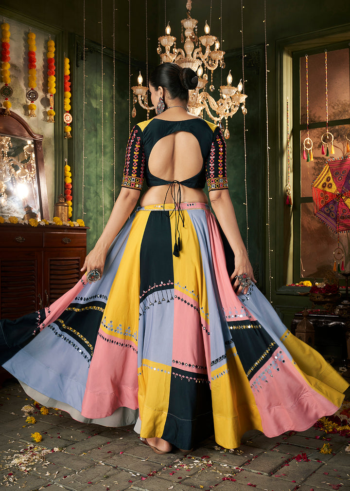 Buy Now Multicolor Printed & Mirror Work Chaniya Choli for Navratri Online in USA, UK, Canada & Worldwide at Empress Clothing. 