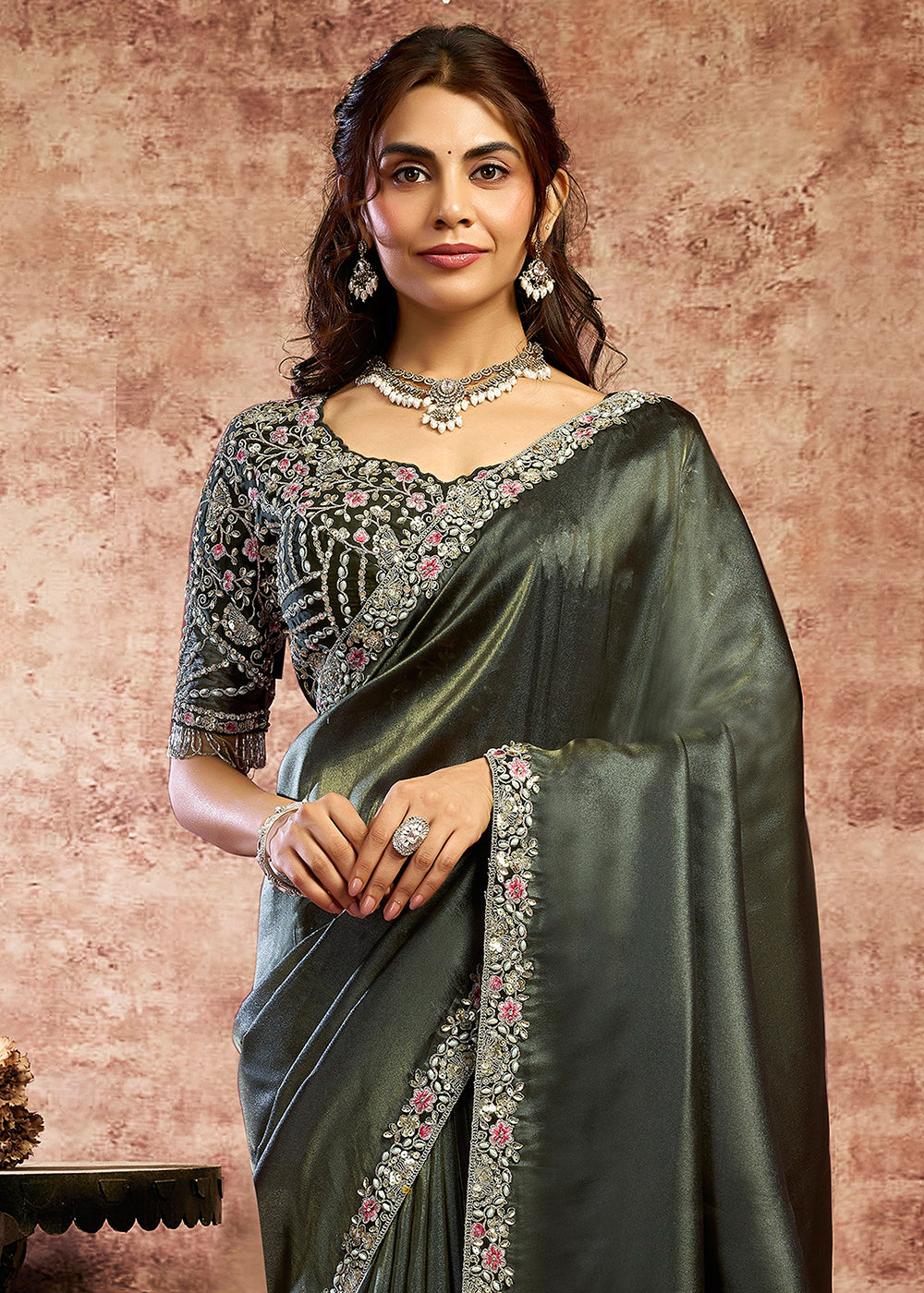 Buy Now Designer Black Embroidered Wedding Style Saree Online in USA, UK, Canada, France, Germany, Denmark, Sweden, Italy, Netherlands &amp; Worldwide at Empress.