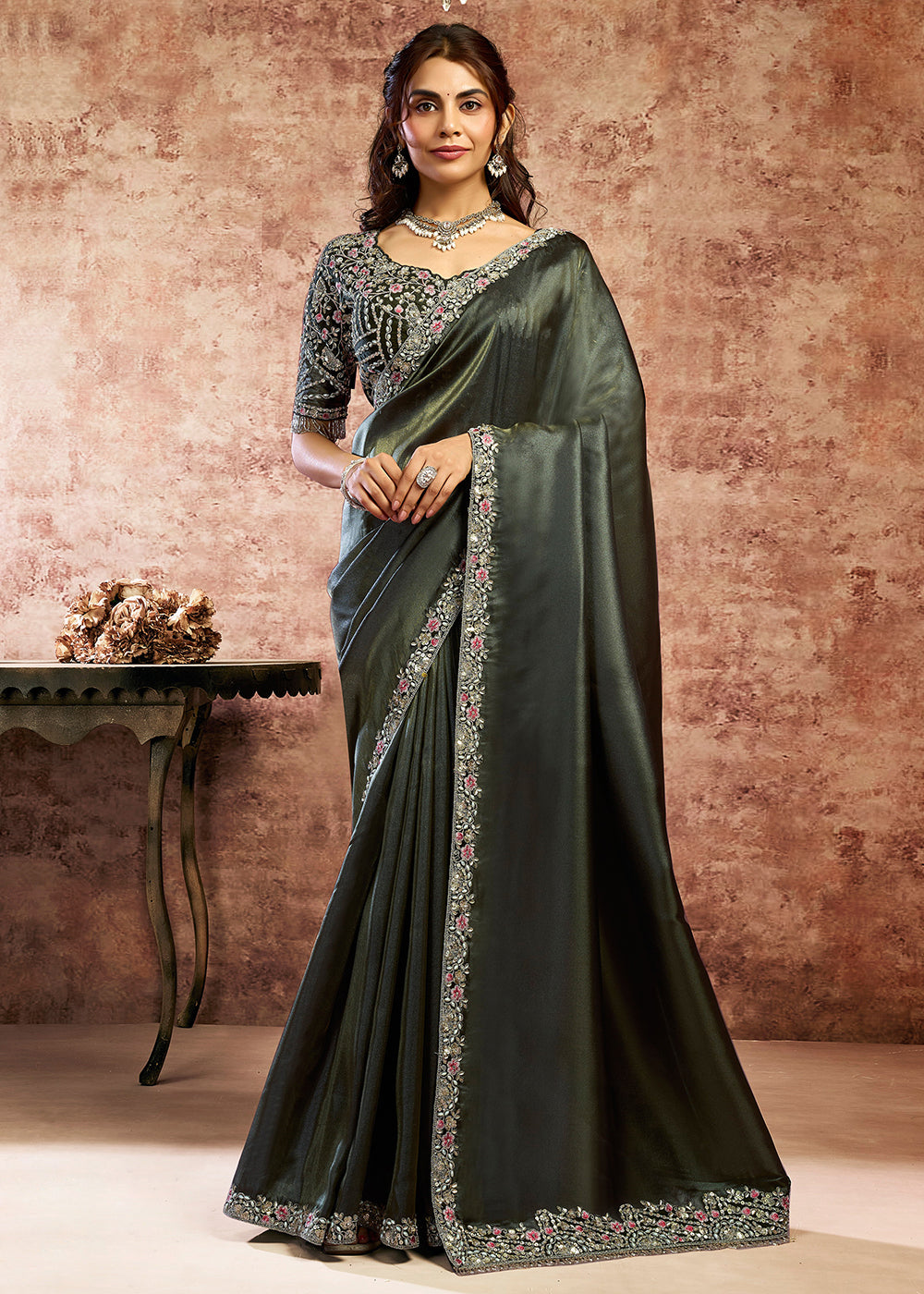 Buy Now Designer Black Embroidered Wedding Style Saree Online in USA, UK, Canada, France, Germany, Denmark, Sweden, Italy, Netherlands & Worldwide at Empress.