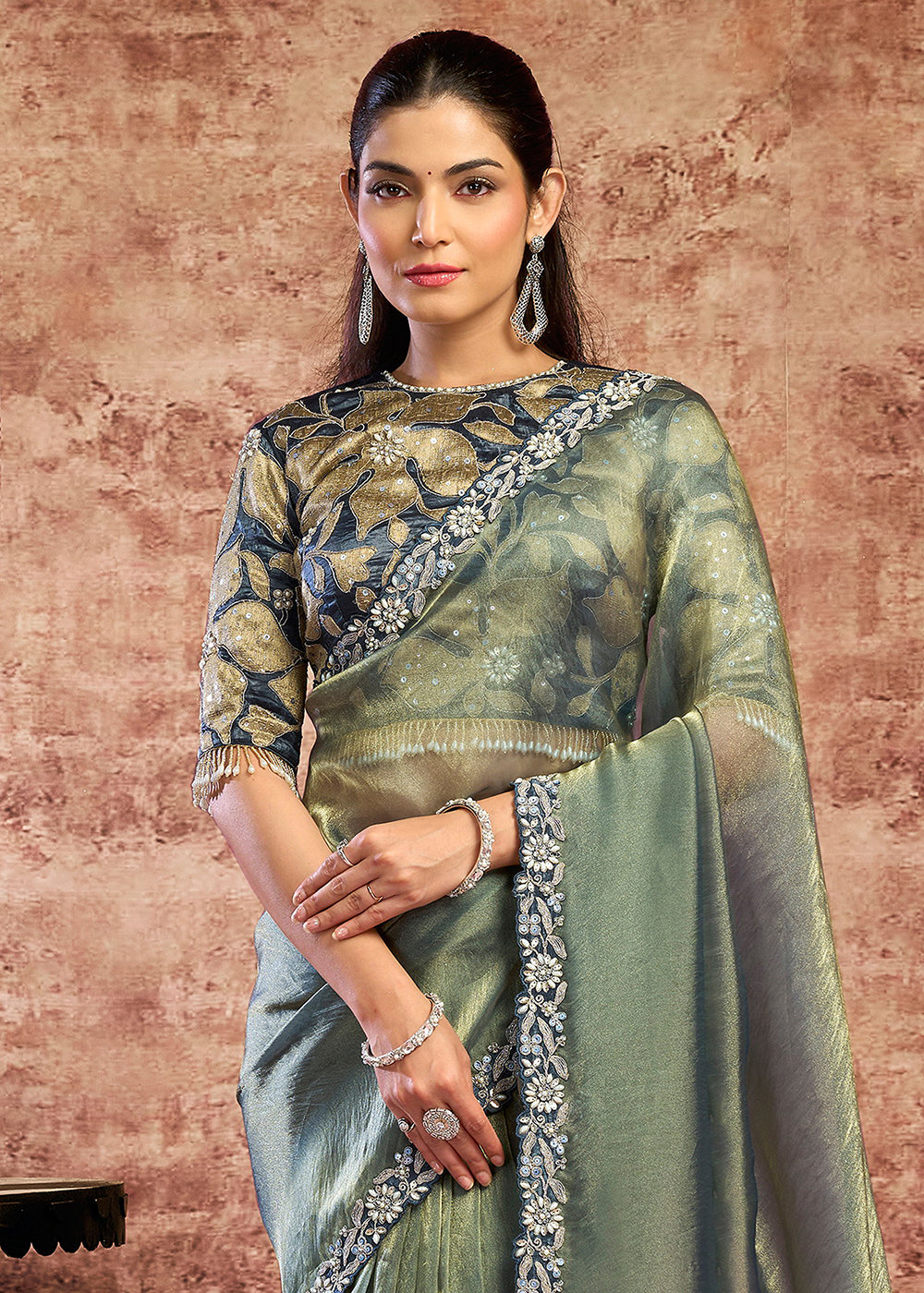 Buy Now Designer Grey Embroidered Wedding Style Saree Online in USA, UK, Canada, France, Germany, Denmark, Sweden, Italy, Netherlands &amp; Worldwide at Empress.