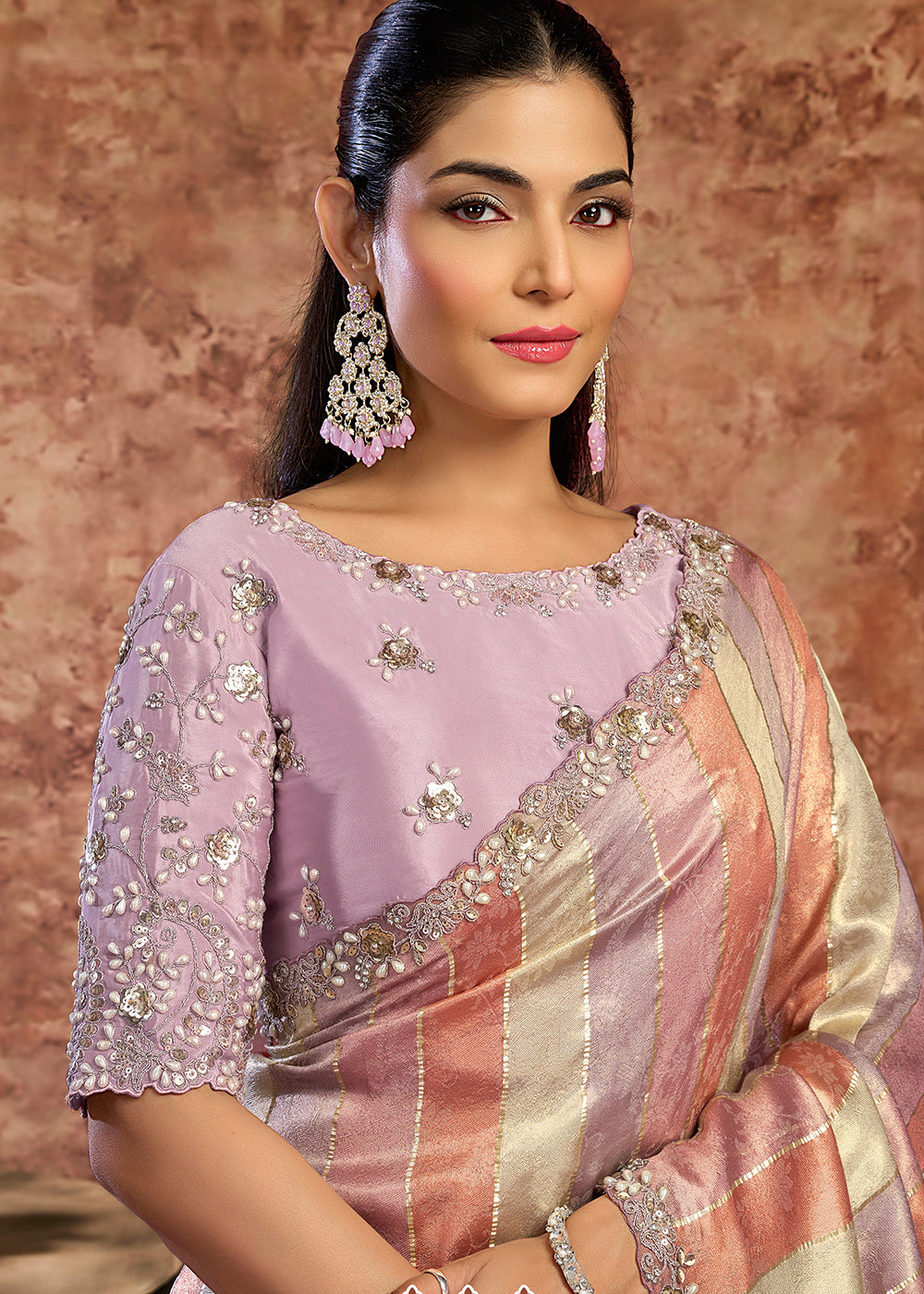 Buy Now Designer  Lavender Embroidered Wedding Style Saree Online in USA, UK, Canada, France, Germany, Denmark, Sweden, Italy, Spain &amp; Worldwide at Empress.