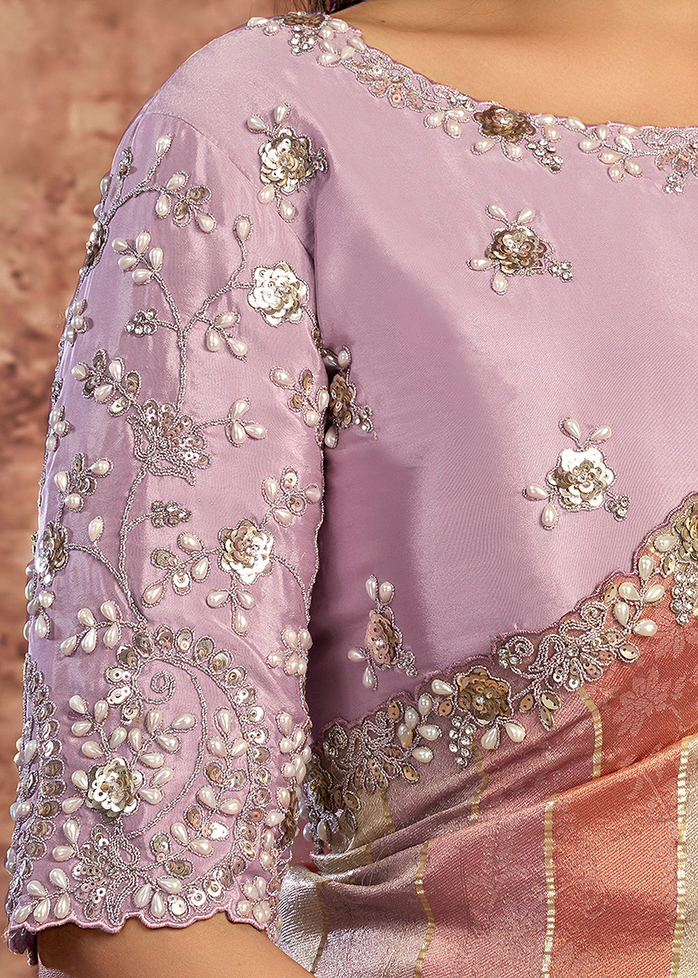 Buy Now Designer  Lavender Embroidered Wedding Style Saree Online in USA, UK, Canada, France, Germany, Denmark, Sweden, Italy, Spain &amp; Worldwide at Empress.