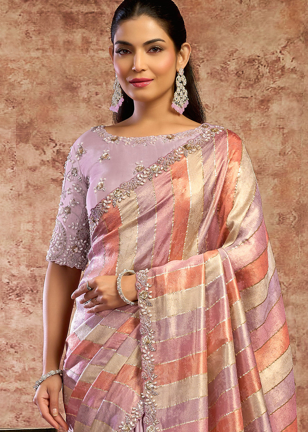 Buy Now Designer  Lavender Embroidered Wedding Style Saree Online in USA, UK, Canada, France, Germany, Denmark, Sweden, Italy, Spain & Worldwide at Empress.