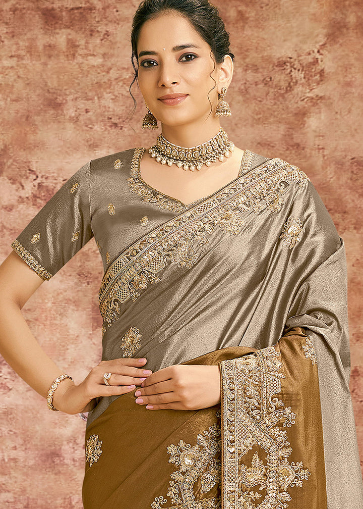 Buy Now Designer Yellow Embroidered Wedding Style Saree Online in USA, UK, Canada, France, Germany, Denmark, Sweden, Italy, Spain, UAE &amp; Worldwide at Empress.