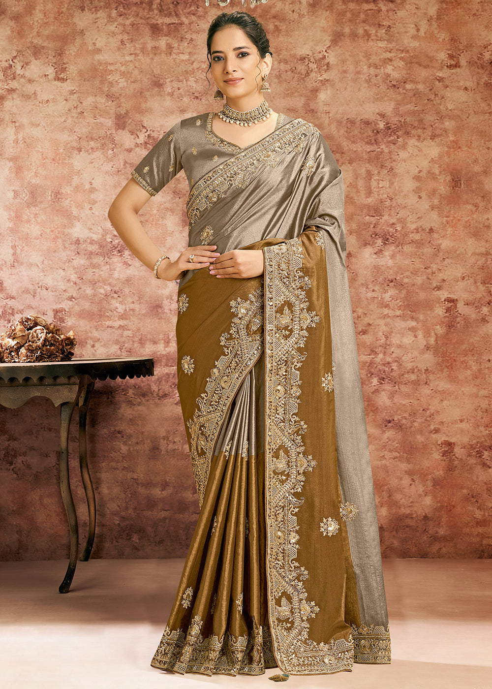 Buy Now Designer Yellow Embroidered Wedding Style Saree Online in USA, UK, Canada, France, Germany, Denmark, Sweden, Italy, Spain, UAE & Worldwide at Empress.