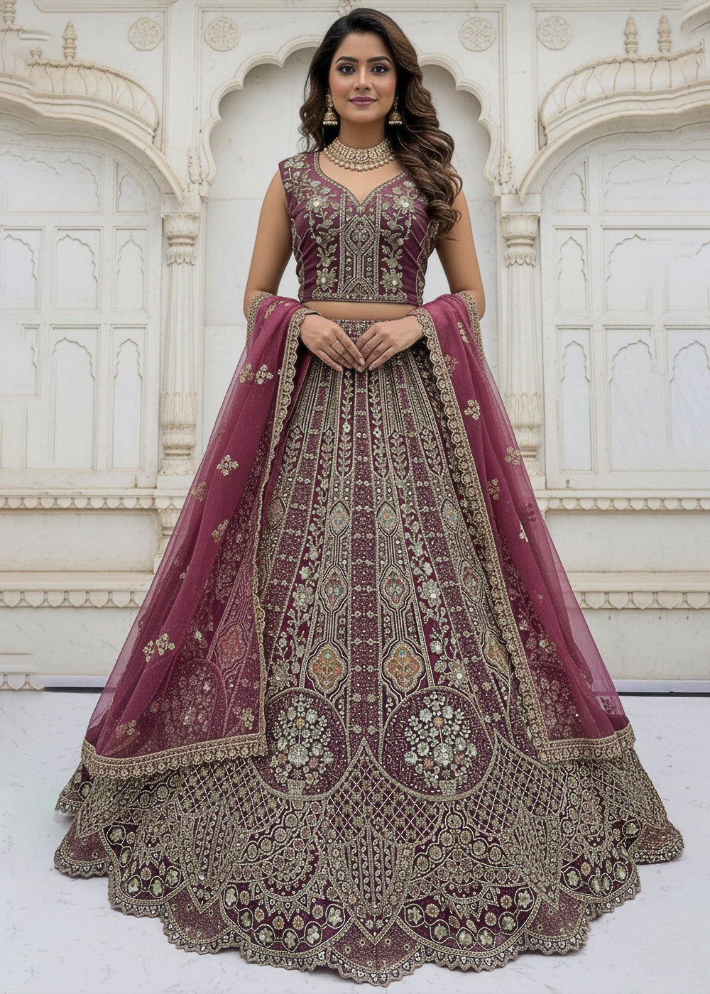 Buy Now Purple Organza Embroidered Designer Lehenga Online in US, UK, Canada, France, Germany, Sweden, Greece, Denmark, Spain, UAE & Worldwide at Empress.
