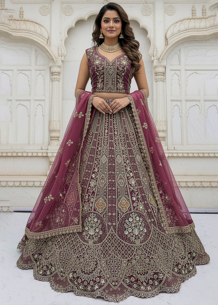Buy Now Purple Organza Embroidered Designer Lehenga Online in US, UK, Canada, France, Germany, Sweden, Greece, Denmark, Spain, UAE & Worldwide at Empress.