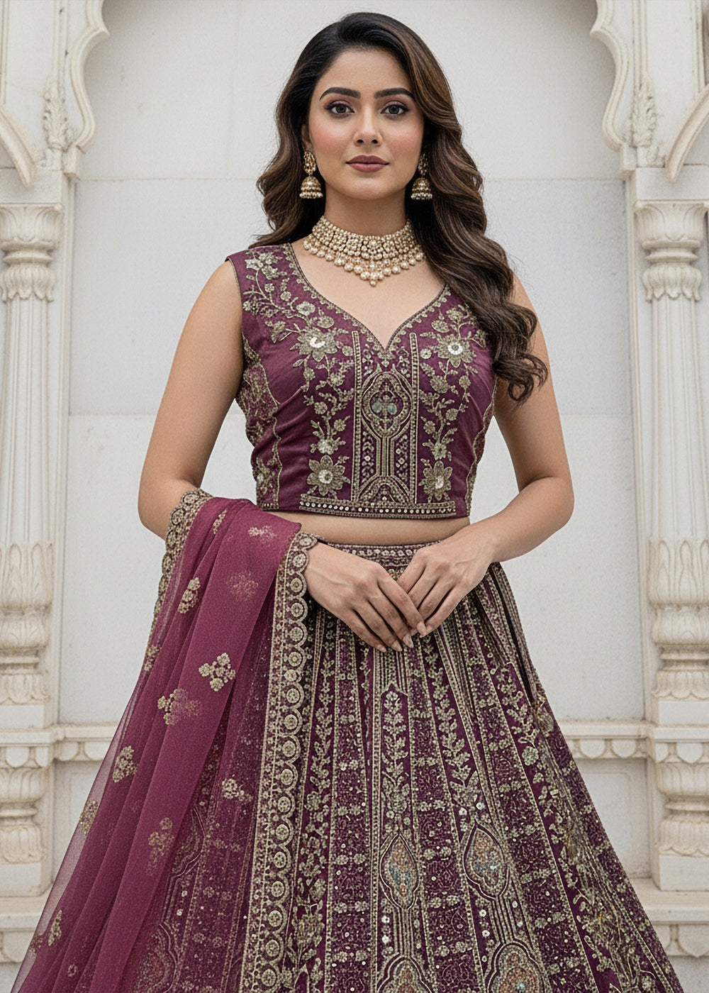 Buy Now Purple Organza Embroidered Designer Lehenga Online in US, UK, Canada, France, Germany, Sweden, Greece, Denmark, Spain, UAE & Worldwide at Empress.