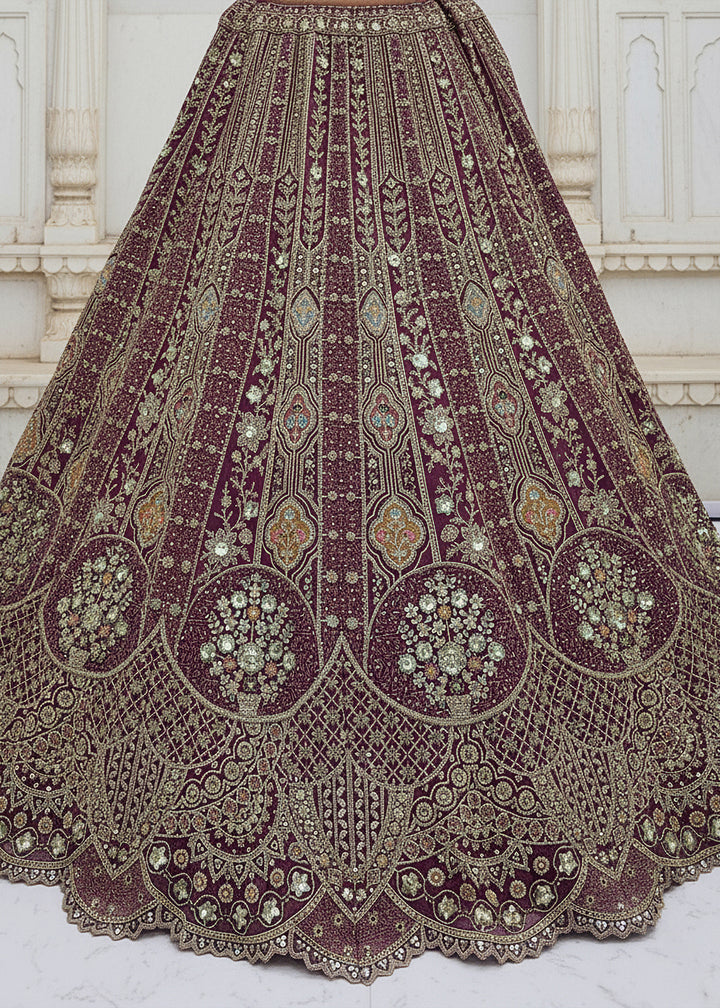 Buy Now Purple Organza Embroidered Designer Lehenga Online in US, UK, Canada, France, Germany, Sweden, Greece, Denmark, Spain, UAE & Worldwide at Empress.