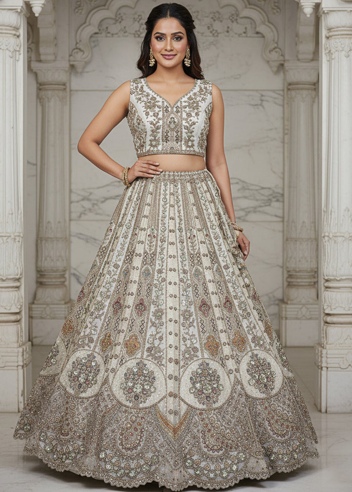 Buy Now White Organza Embroidered Designer Lehenga Online in US, UK, Canada, France, Germany, Sweden, Greece, Denmark, Spain, UAE & Worldwide at Empress.
