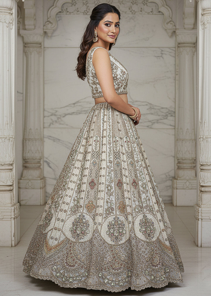 Buy Now White Organza Embroidered Designer Lehenga Online in US, UK, Canada, France, Germany, Sweden, Greece, Denmark, Spain, UAE & Worldwide at Empress.