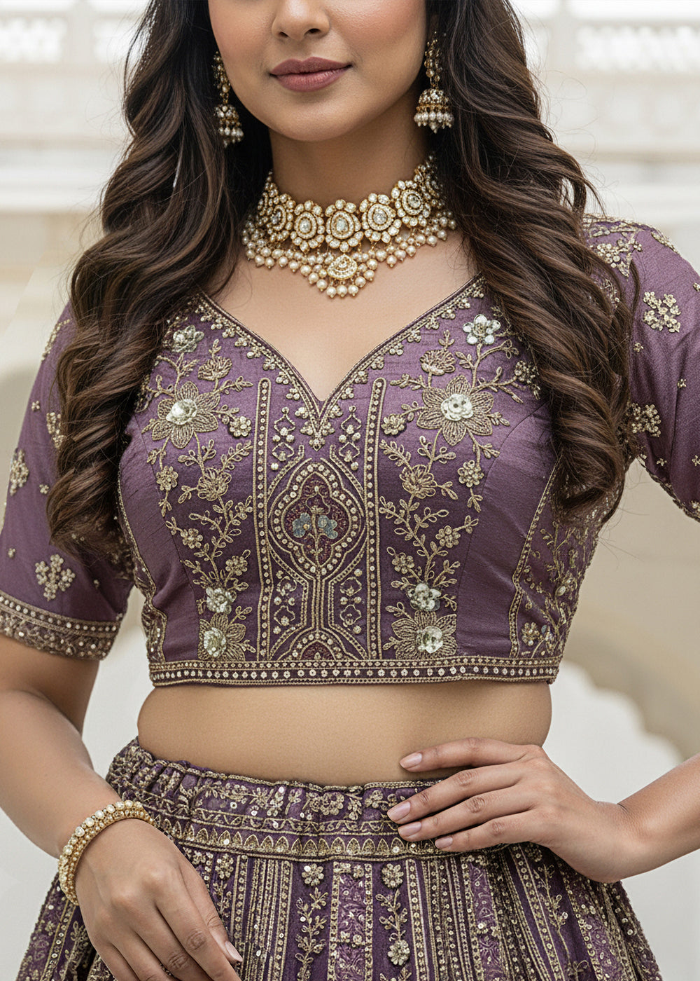 Buy Now Lavender Organza Embroidered Designer Lehenga Online in US, UK, Canada, France, Germany, Sweden, Greece, Denmark, Spain, UAE & Worldwide at Empress.