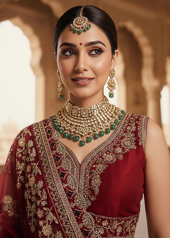 Buy Now Premium Silk Designer Red Bridal Lehenga Online in US, UK, Canada, France, Germany, Sweden, Greece, Denmark, Spain, Africa, UAE & Worldwide at Empress.