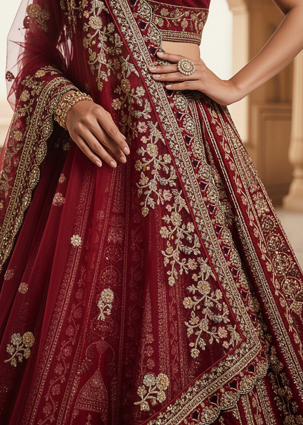 Buy Now Premium Silk Designer Red Bridal Lehenga Online in US, UK, Canada, France, Germany, Sweden, Greece, Denmark, Spain, Africa, UAE & Worldwide at Empress.