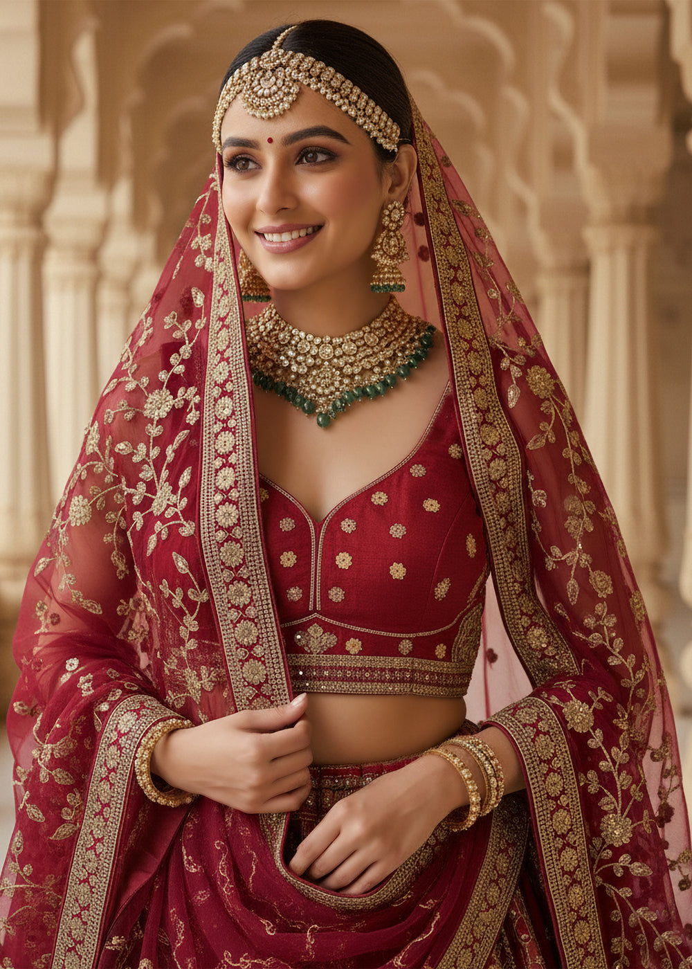 Buy Now Red Ghadwal Silk Premium Embroidered Lehenga Online in US, UK, Canada, France, Germany, Sweden, Greece, Denmark, Spain, Africa & Worldwide at Empress.