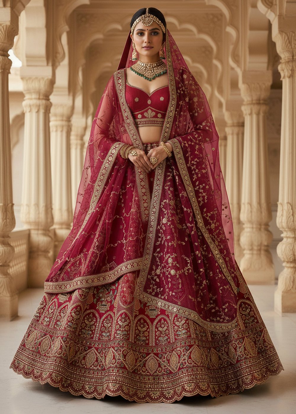 Buy Now Red Ghadwal Silk Premium Embroidered Lehenga Online in US, UK, Canada, France, Germany, Sweden, Greece, Denmark, Spain, Africa & Worldwide at Empress.