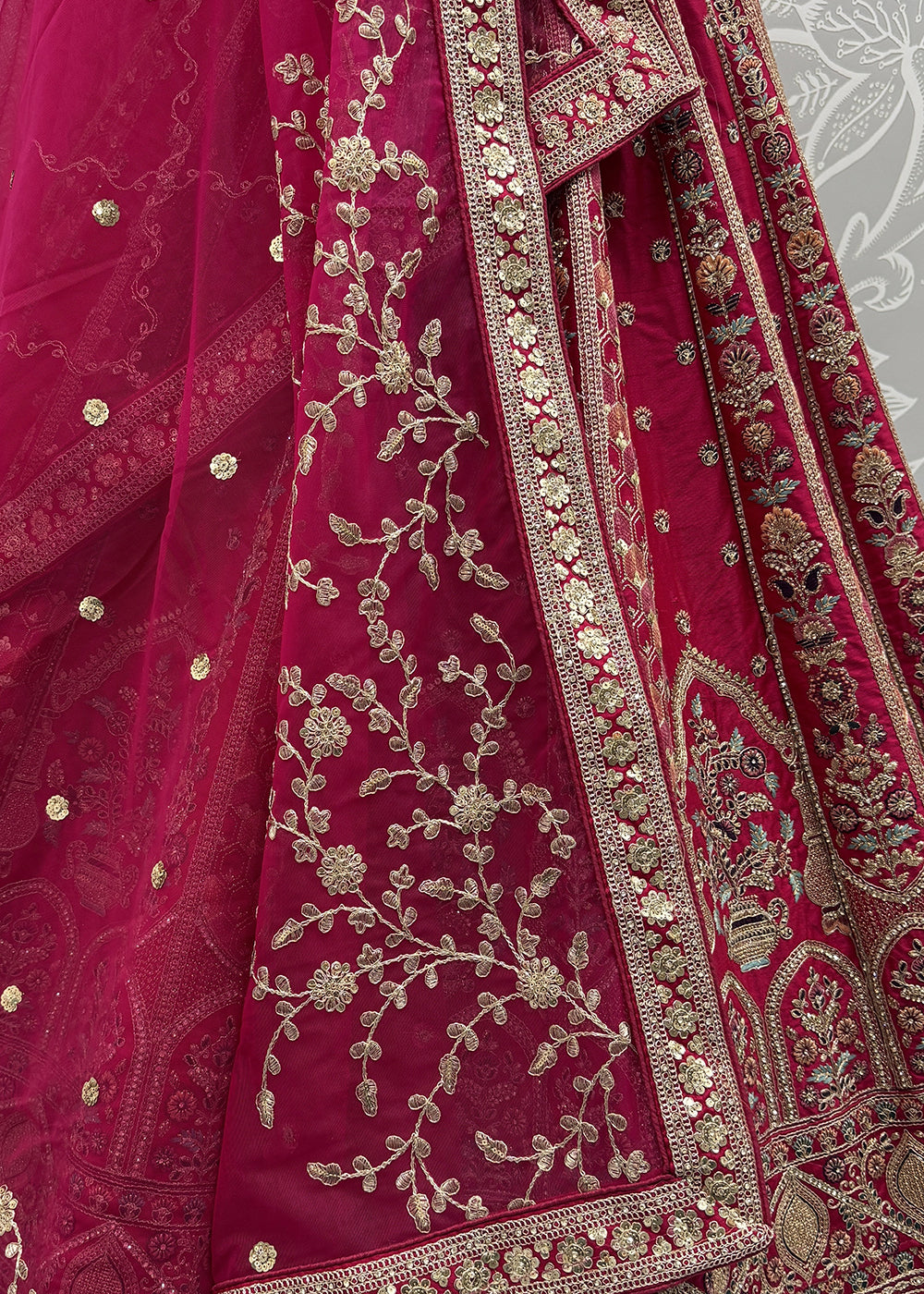 Buy Now Magenta Ghadwal Silk Premium Embroidered Lehenga Online in US, UK, Canada, France, Germany, Sweden, Greece, Denmark, Spain, UAE & Worldwide at Empress.