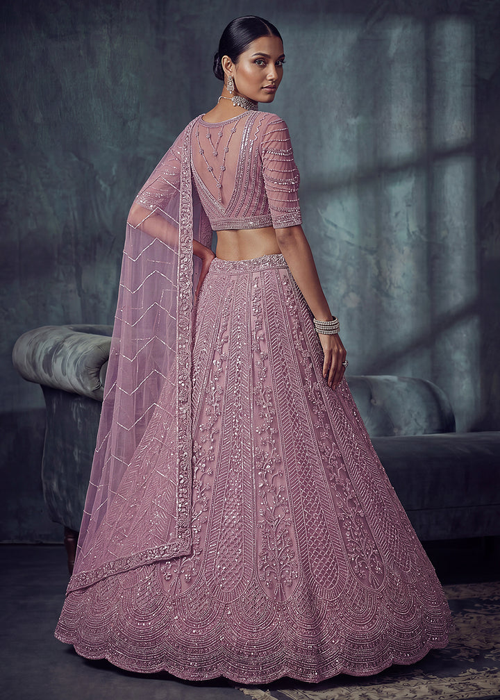 Buy Now Bridal Pink Embroidered Designer Style Lehenga Choli Online in US, UK, Canada, France, Italy, Germany, Sweden, UAE &amp; Worldwide at Empress Clothing.