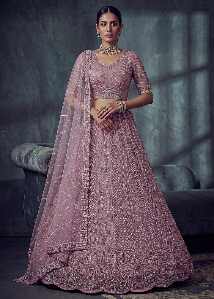 Buy Now Bridal Pink Embroidered Designer Style Lehenga Choli Online in US, UK, Canada, France, Italy, Germany, Sweden, UAE &amp; Worldwide at Empress Clothing.