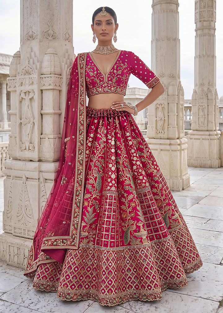 Buy Now Rani Wedding Style Embroidered Traditional Lehenga Choli Online in US, UK, Canada, France, Italy, Germany, Sweden, UAE &amp; Worldwide at Empress Clothing.