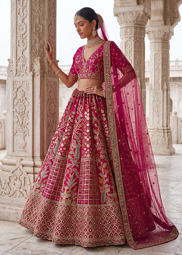 Buy Now Rani Wedding Style Embroidered Traditional Lehenga Choli Online in US, UK, Canada, France, Italy, Germany, Sweden, UAE &amp; Worldwide at Empress Clothing.
