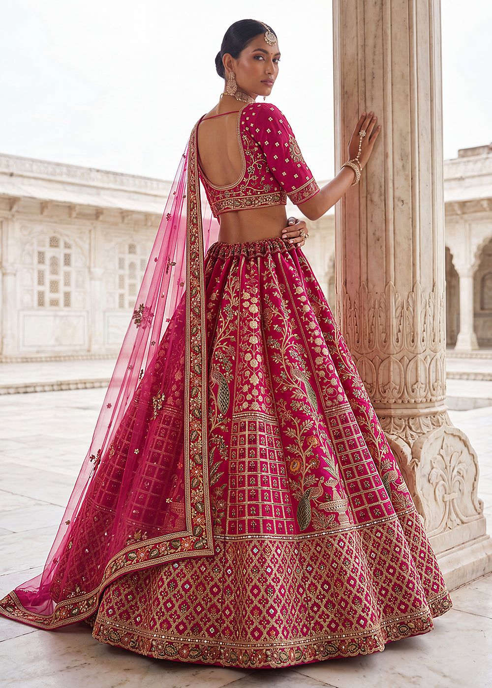 Buy Now Rani Wedding Style Embroidered Traditional Lehenga Choli Online in US, UK, Canada, France, Italy, Germany, Sweden, UAE &amp; Worldwide at Empress Clothing.