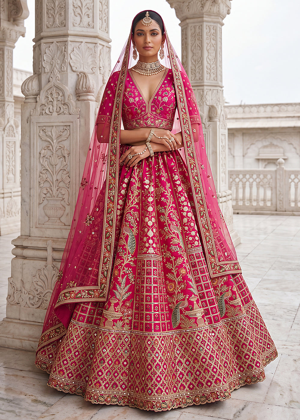 Buy Now Rani Wedding Style Embroidered Traditional Lehenga Choli Online in US, UK, Canada, France, Italy, Germany, Sweden, UAE & Worldwide at Empress Clothing.