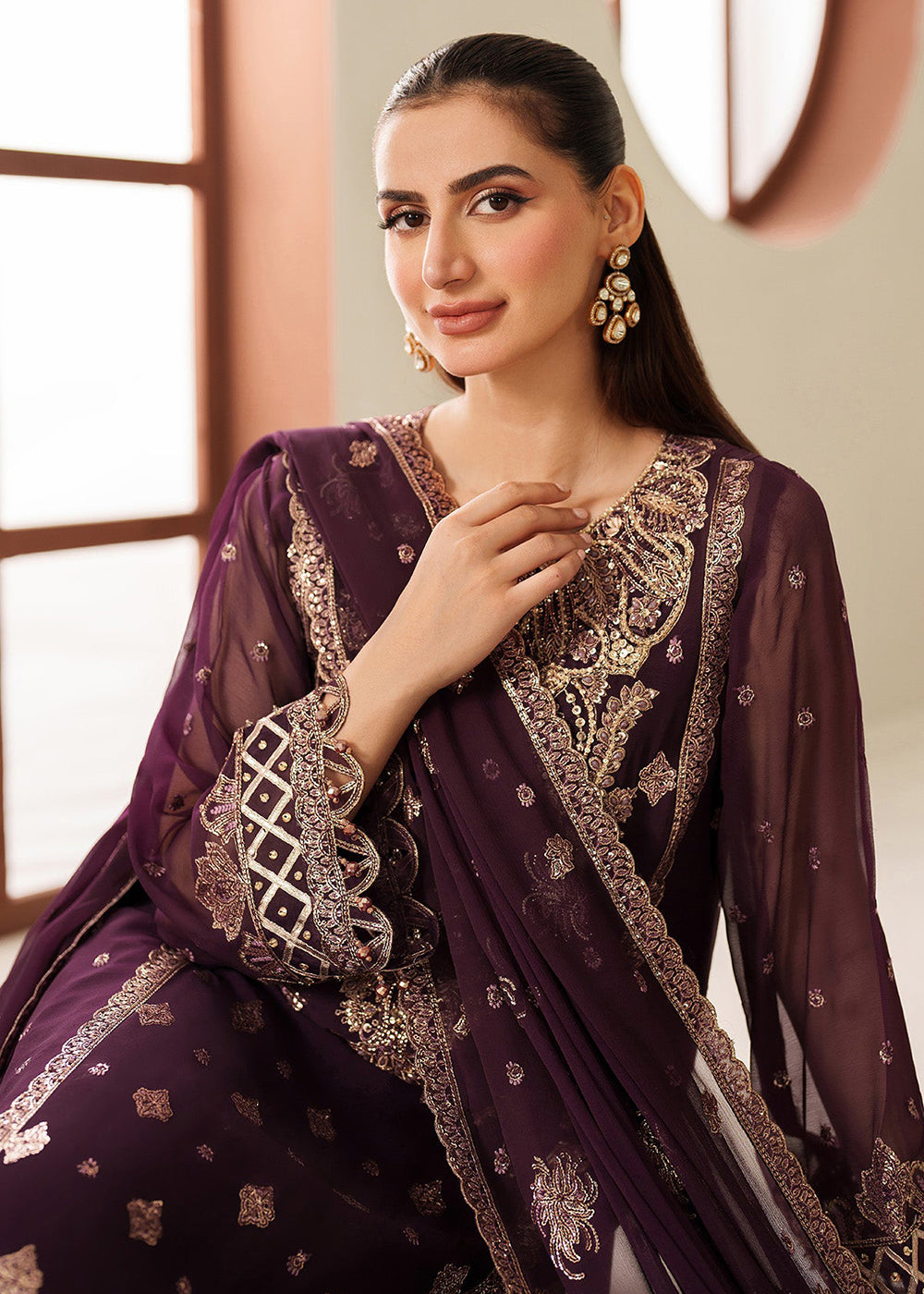 Buy Now Reena Handwork Luxury Chiffon '25 by Alizeh | AF-4053 Tehwar Online in USA, UK, Canada, France, Italy, Germany, Greece, Ireland & Worldwide at Empress.