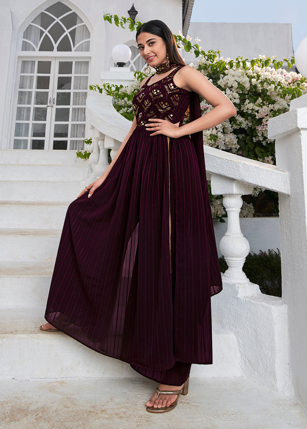 Buy Now Designer Glorious Purple Party Style Palazzo Salwar Suit Online in USA, UK, Canada, Germany, Australia & Worldwide at Empress Clothing.