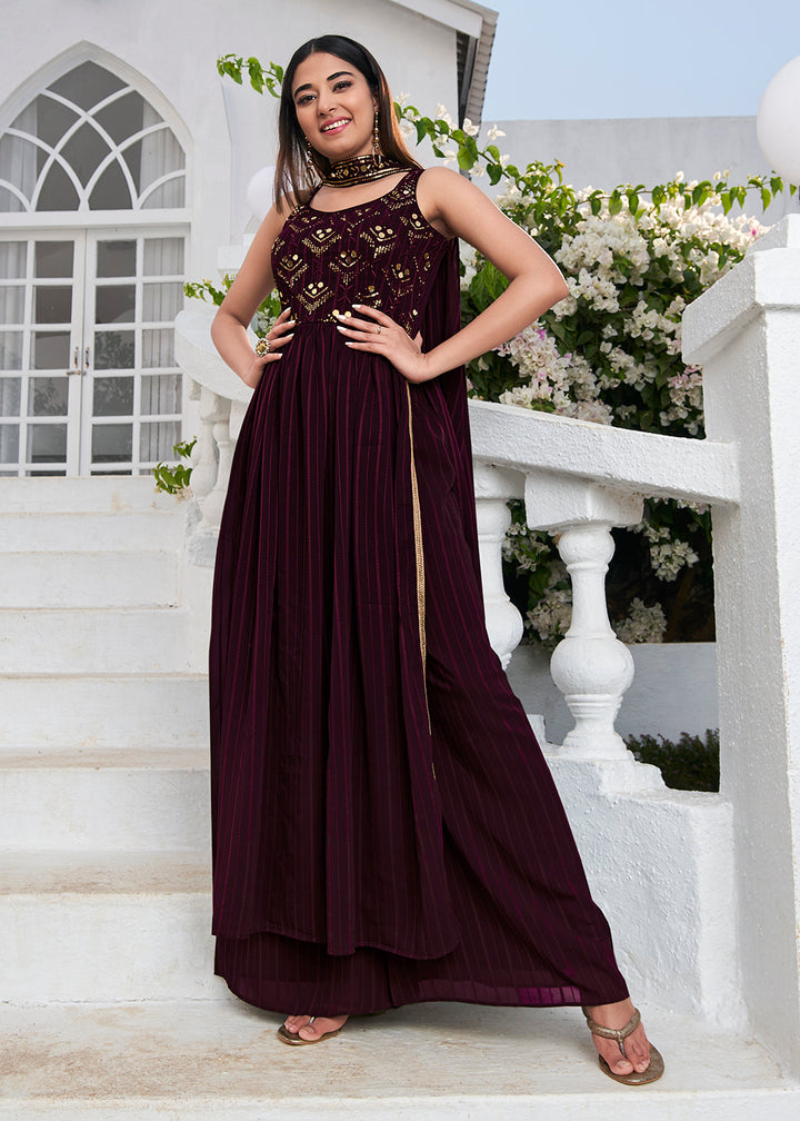 Buy Now Designer Glorious Purple Party Style Palazzo Salwar Suit Online in USA, UK, Canada, Germany, Australia & Worldwide at Empress Clothing.
