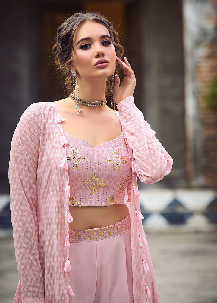Buy Now Lovely Dusty Pink Exclusive Koti Style Co-Ord Palazzo Suit Online in USA, UK, Canada, Germany, Australia & Worldwide at Empress Clothing.