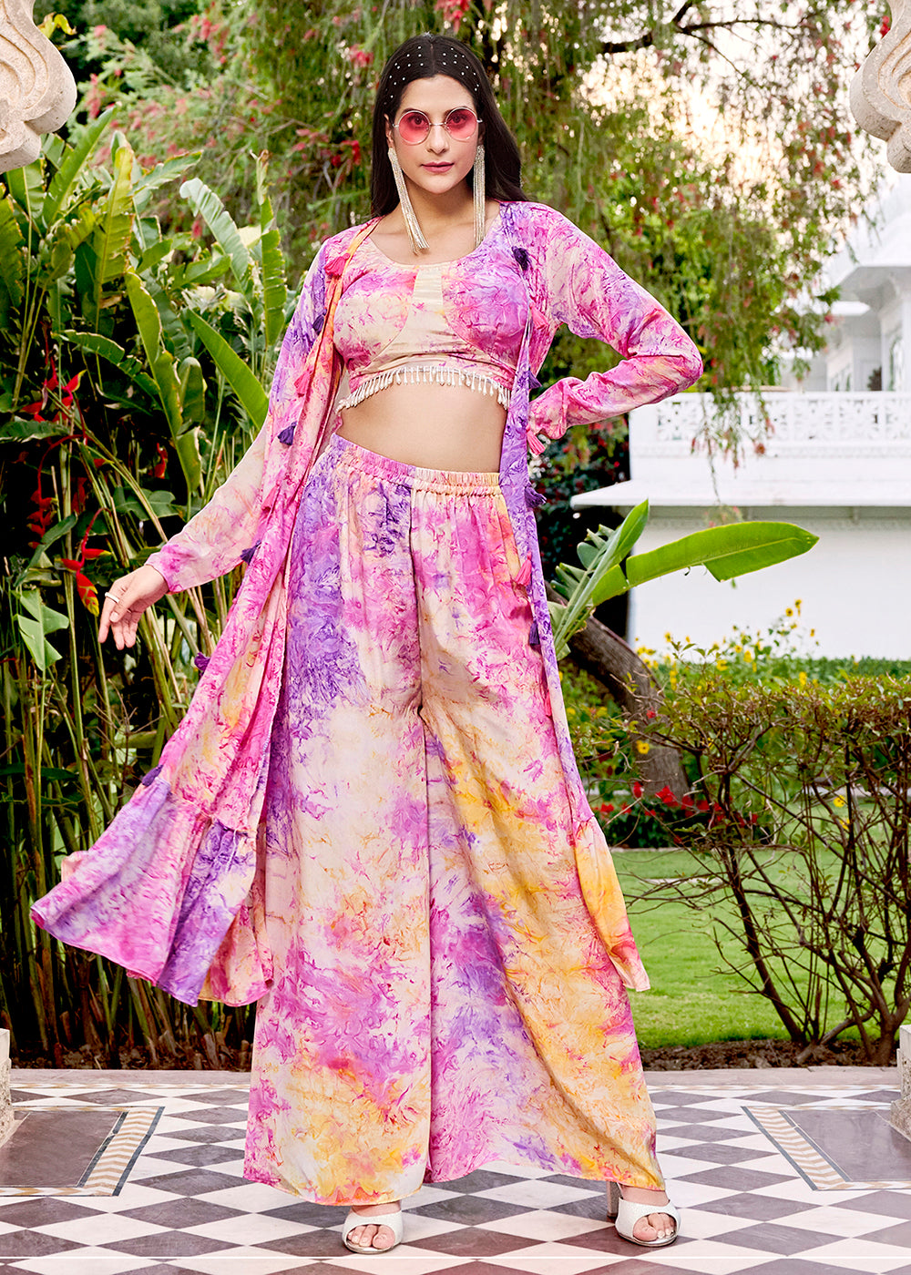 Buy Now Charming Purple Printed Koti Style Co-Ords Indo-Western Suit Online in USA, UK, Canada, Germany, Australia & Worldwide at Empress Clothing.