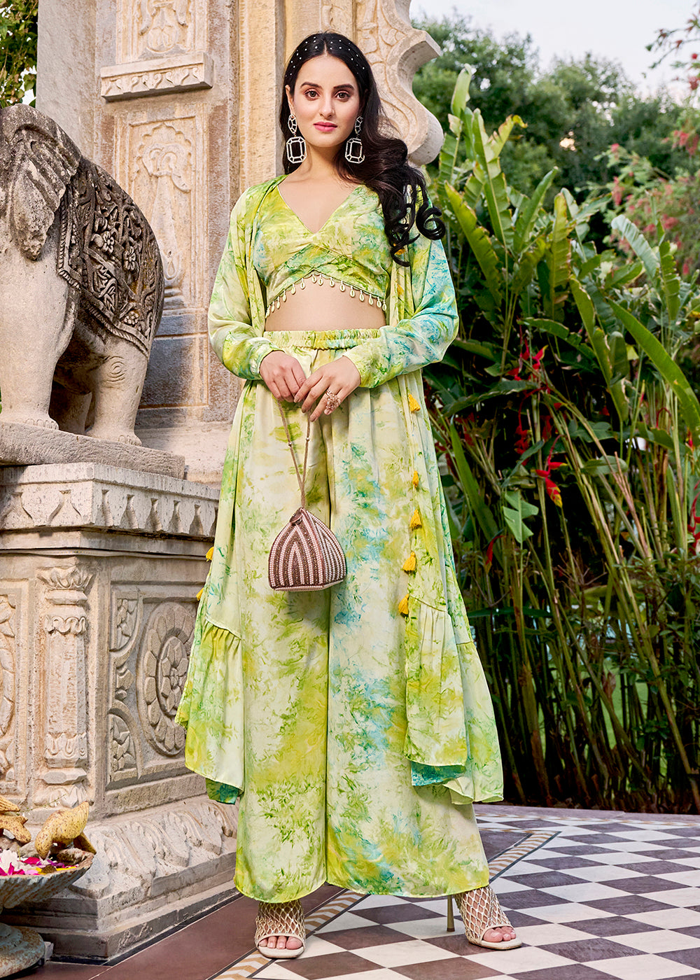Buy Now Charming Green Printed Koti Style Co-Ords Indo-Western Suit Online in USA, UK, Canada, Germany, Australia & Worldwide at Empress Clothing. 