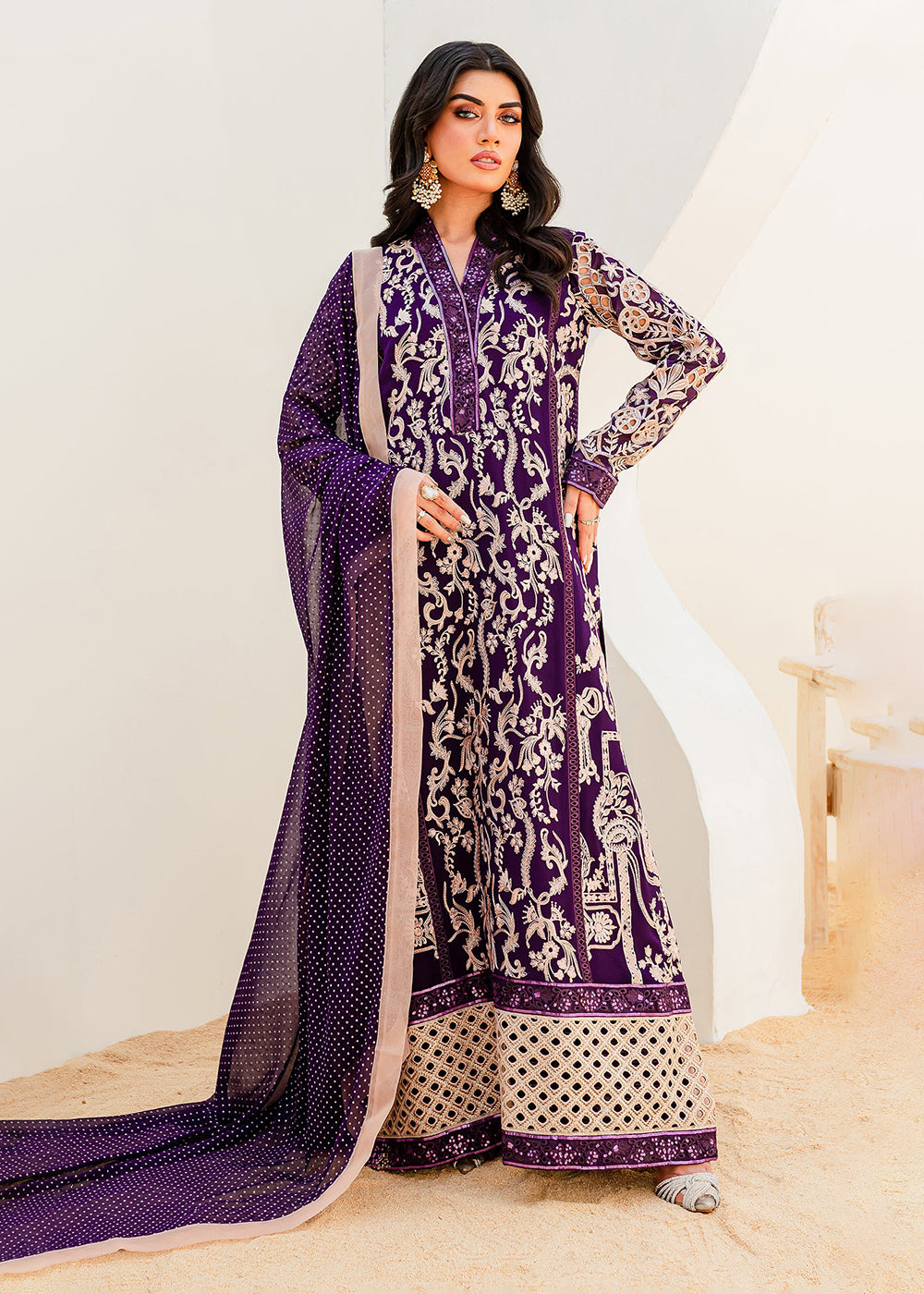 purple pakistani dress Designer Pakistani Dress in Purple Georgette With Sequence Embroidery and Dupatta