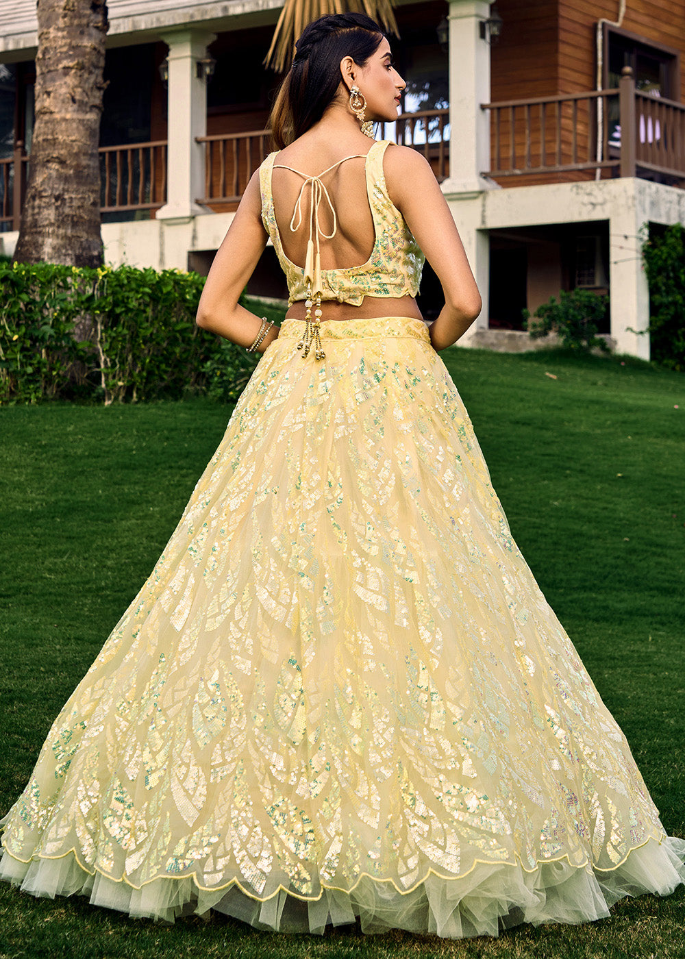 Buy Now Yellow Multi Sequins & Thread Wedding Lehenga Choli Online in USA, UK, Canada & Worldwide at Empress Clothing.