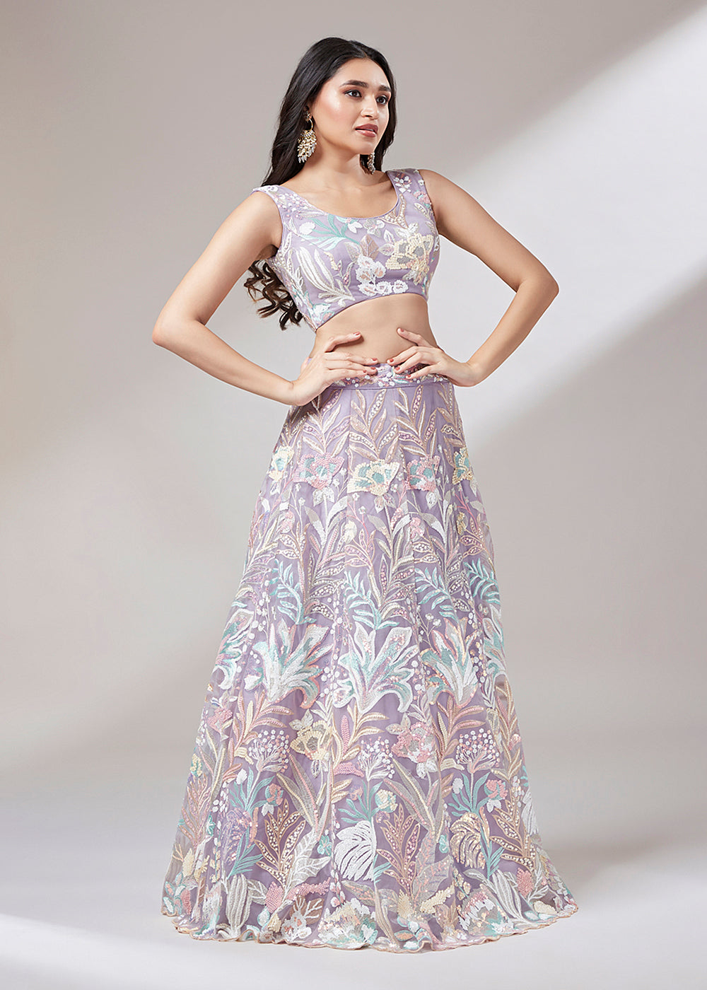 Buy Now Mauve Sequinned Embroidered Bridesmaid Lehenga Choli Online in USA, UK, Canada & Worldwide at Empress Clothing.