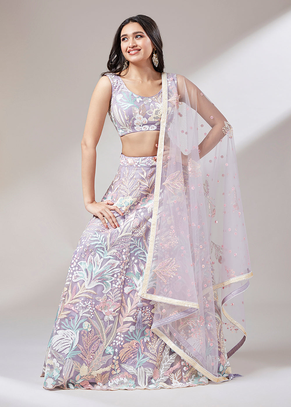 Buy Now Mauve Sequinned Embroidered Bridesmaid Lehenga Choli Online in USA, UK, Canada & Worldwide at Empress Clothing.