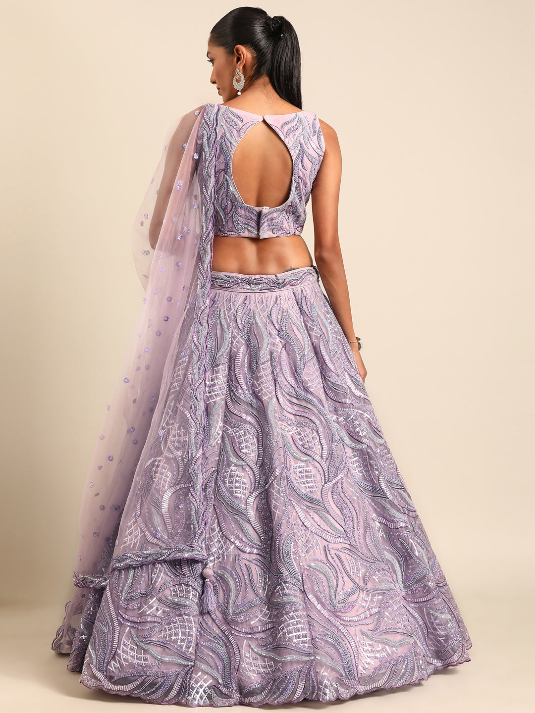 Buy Now Lavender Sequins & Zarkan Embroidered Reception Lehenga Choli Online in USA, UK, Canada & Worldwide at Empress Clothing. 