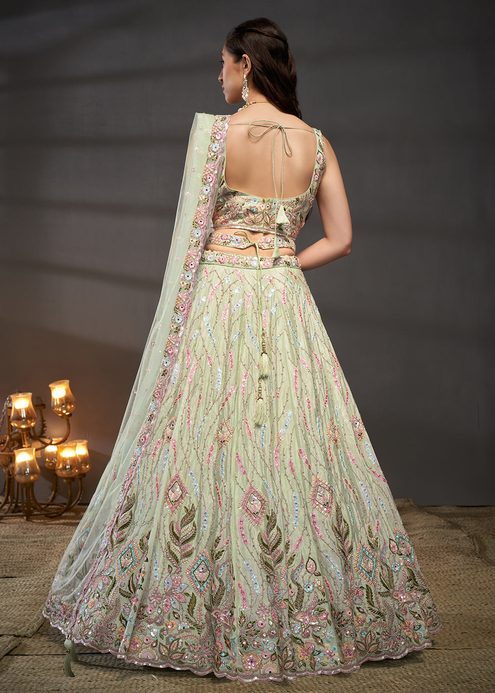 Buy Now Lime Green Poly Chiffon Embroidered Bridesmaids Lehenga Choli Online in USA, UK, Canada & Worldwide at Empress Clothing. 