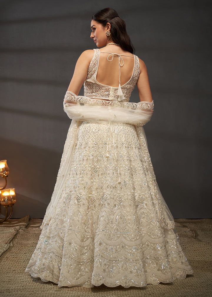Buy Now Heavy Embroidered Cream Designer Bridal Lehenga Choli Online in USA, UK, Canada & Worldwide at Empress Clothing.