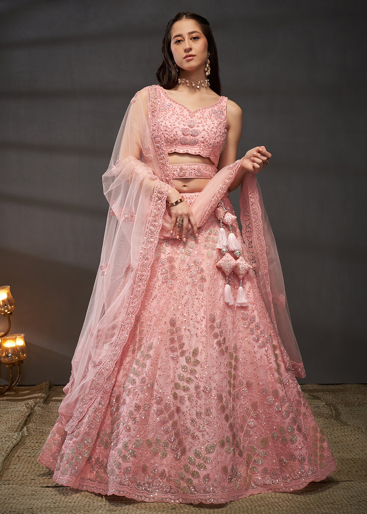 Buy Now Zarkan Embroidered Pink Designer Bridal Lehenga Choli Online in USA, UK, Canada & Worldwide at Empress Clothing. 