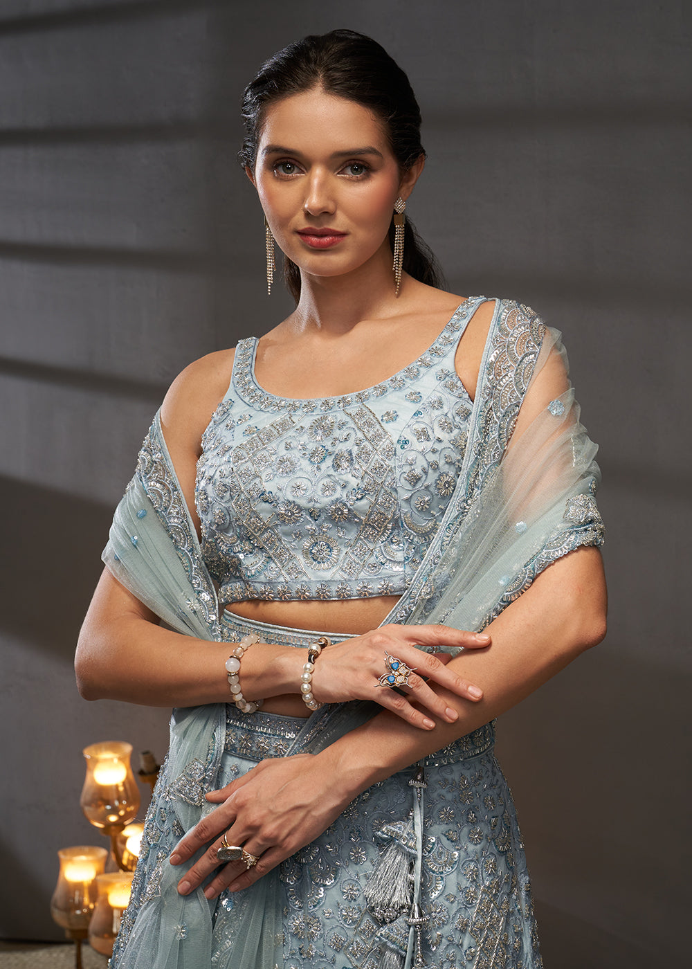 Buy Now Grey Cut Dana & Zarkan Embroidered Bridal Lehenga Choli Online in USA, UK, Canada & Worldwide at Empress Clothing.