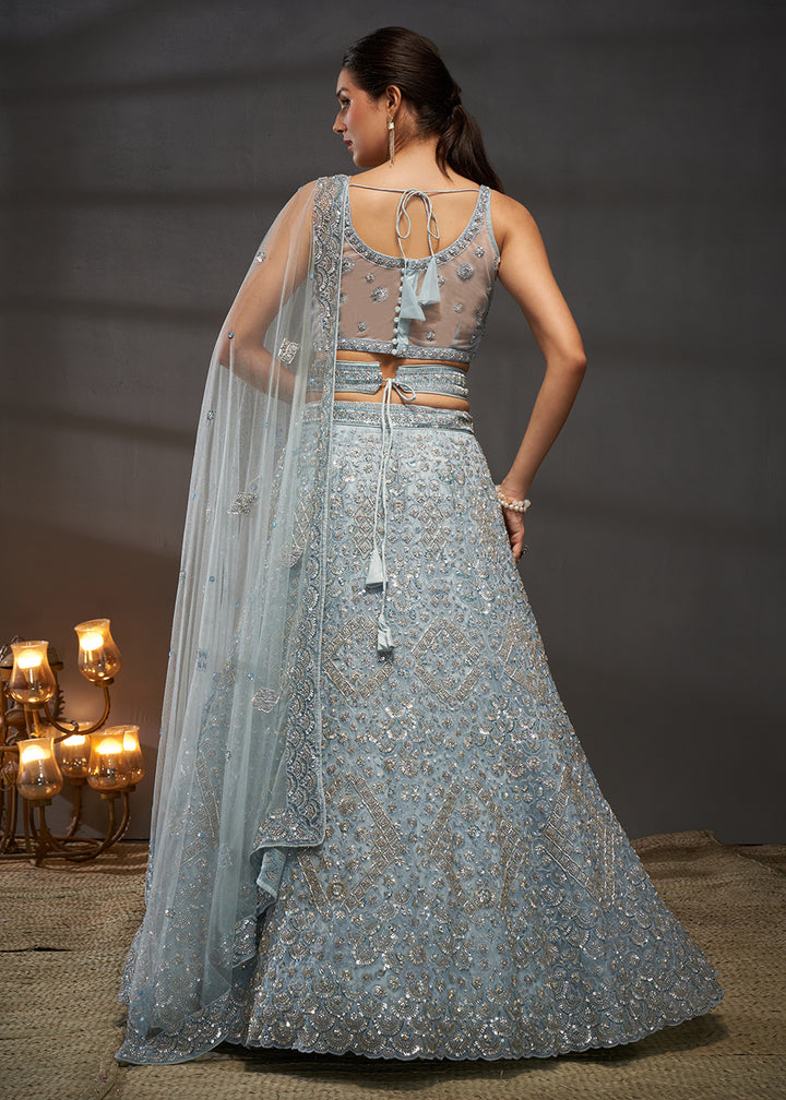 Buy Now Grey Cut Dana & Zarkan Embroidered Bridal Lehenga Choli Online in USA, UK, Canada & Worldwide at Empress Clothing.