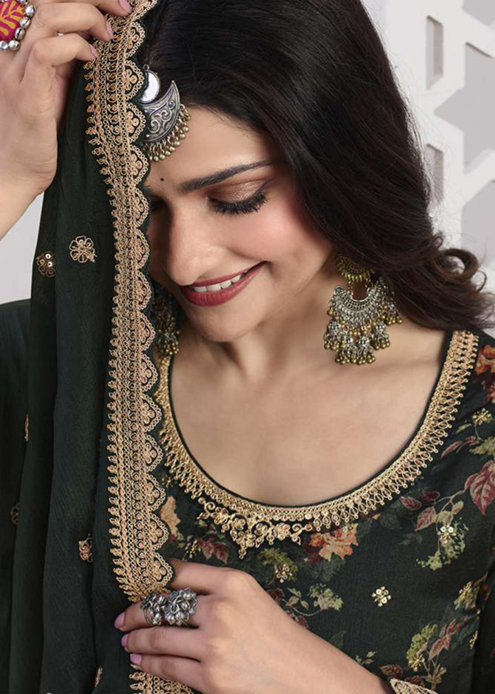 Shop Now Prachi Desai Green Silk Georgette Embroidered Sharara Suit Online at Empress Clothing in USA, UK, Canada, Italy & Worldwide. 