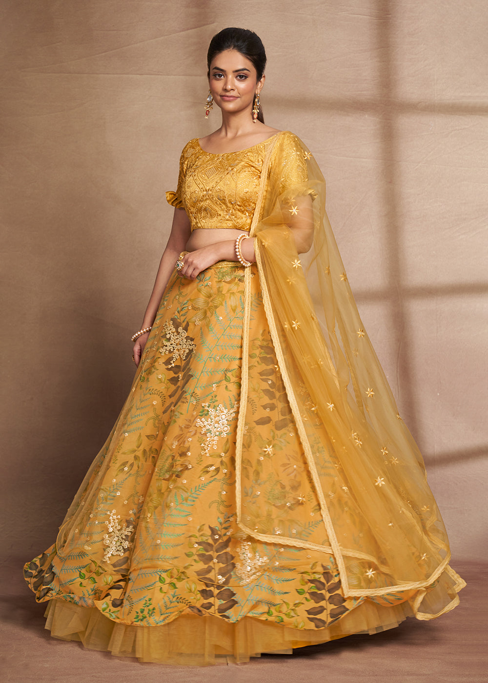 Alluring Yellow Viscose Silk Traditional Bridal Lehenga Choli