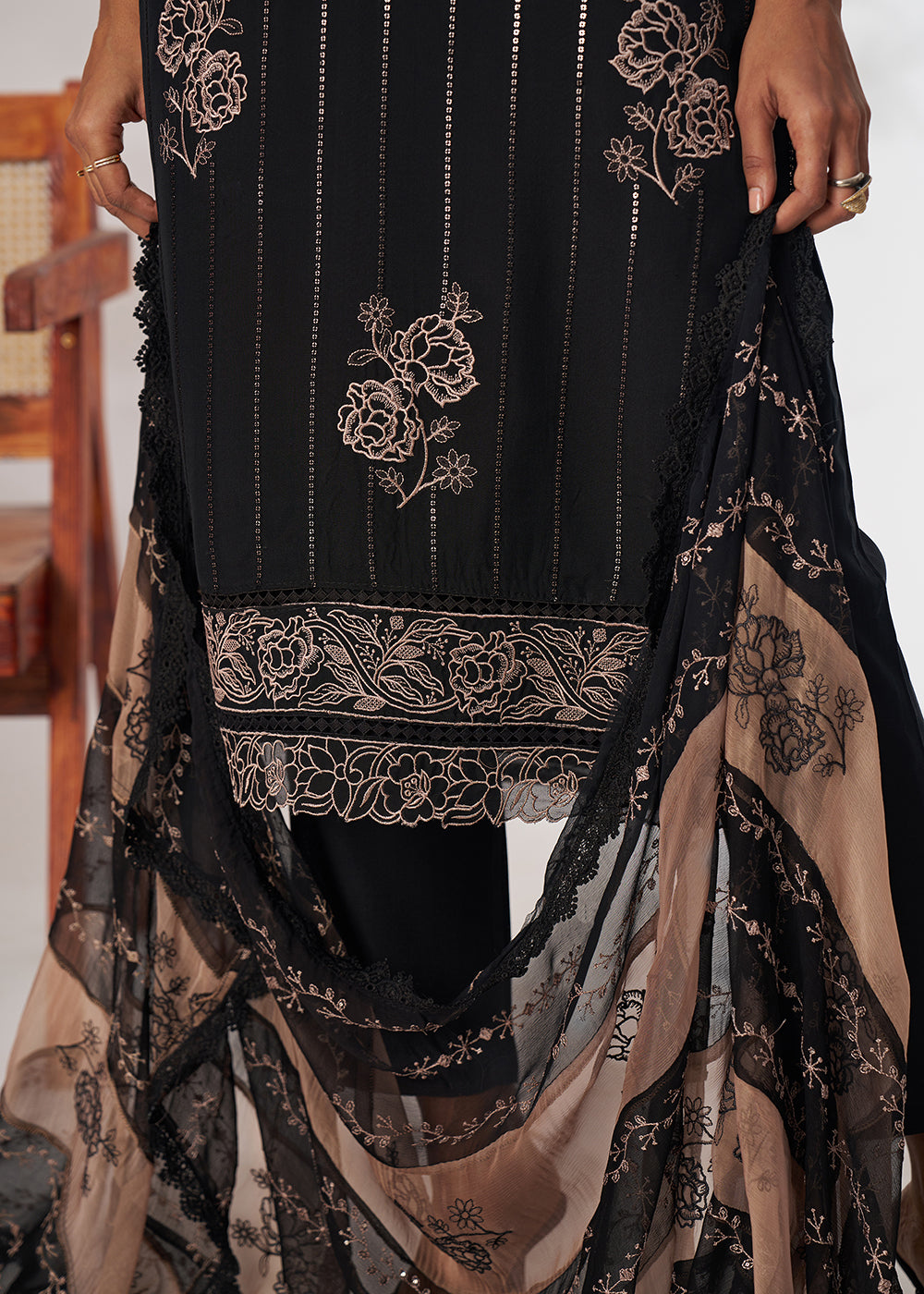 Buy Now Black Organza Embroidered Pant Style Salwar Suit Online in US, UK, Canada, Germany, Italy, France, Austria, Denmark, Australia & Worldwide at Empress.